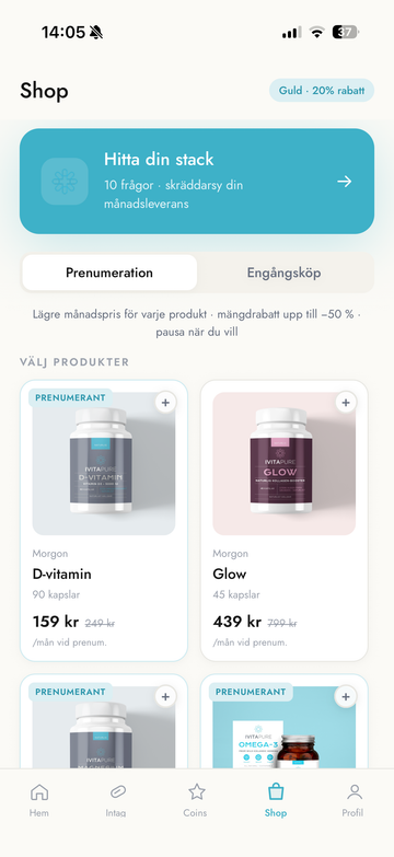 Ivitapure-appen — intagslogg