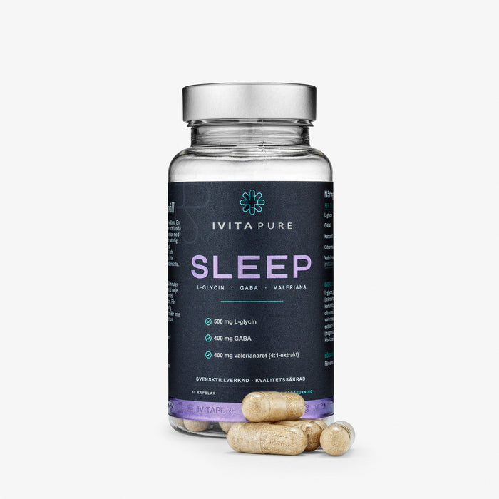 Ivitapure Sleep, burken framifrån med kapslar framför